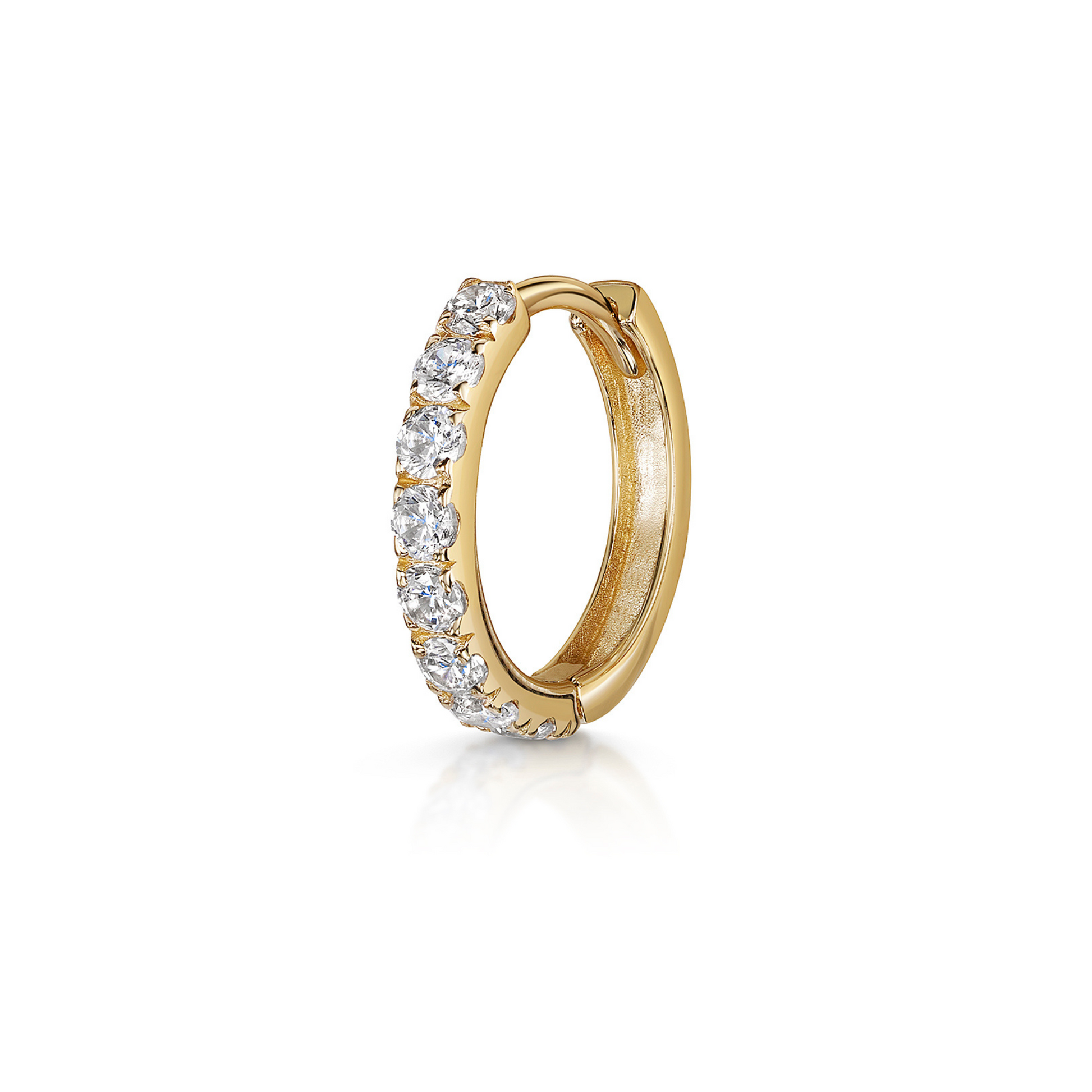 Laura Bond Jewellery 9k solid yellow gold 10mm simple crystal huggie earring Huggies and Hoops