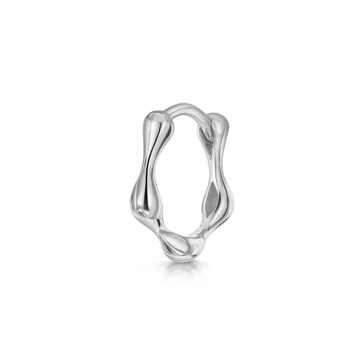 9k solid white gold Wave huggie hoop earring 8mm