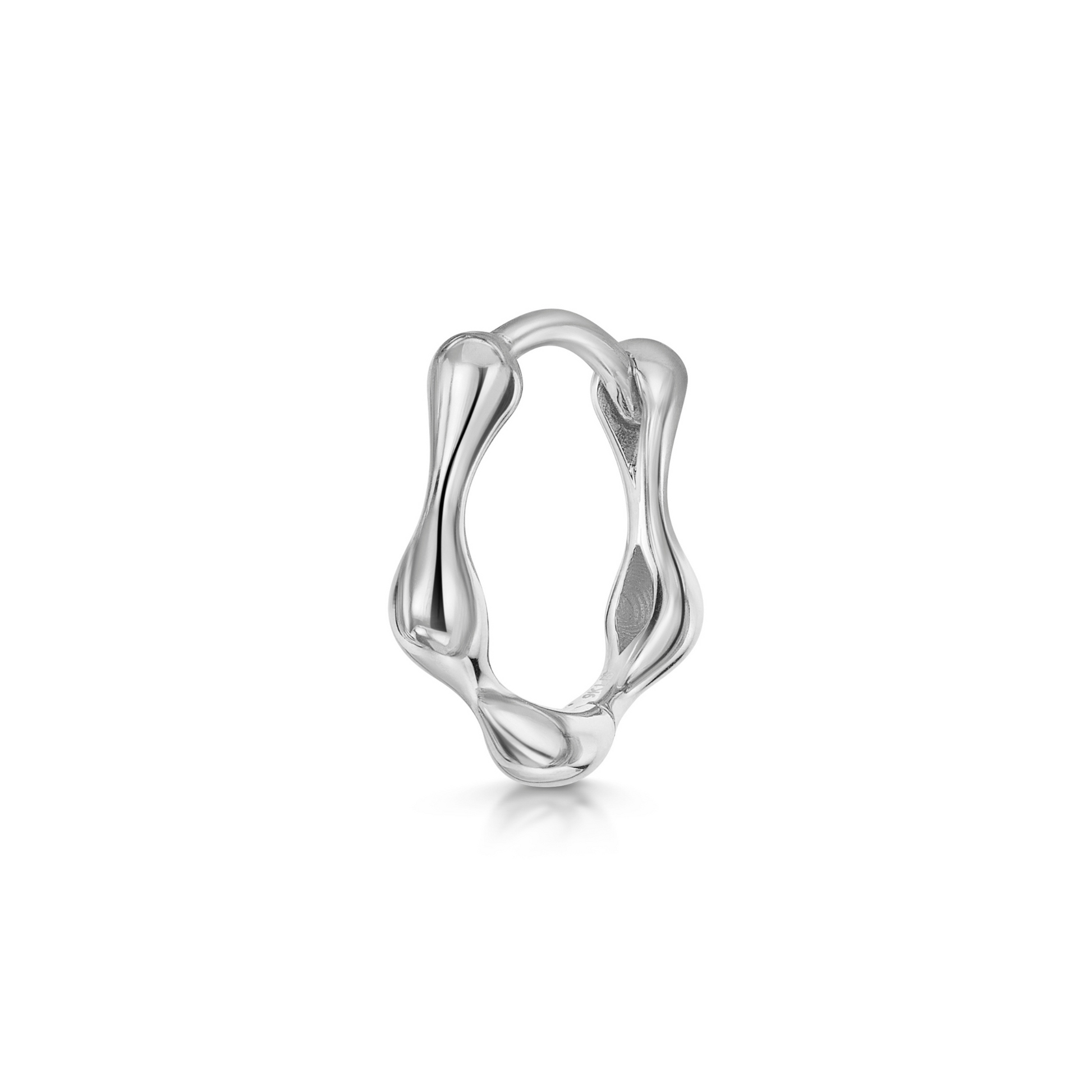 Laura Bond Jewellery 9k solid white gold Wave huggie hoop earring 8mm Huggies and Hoops