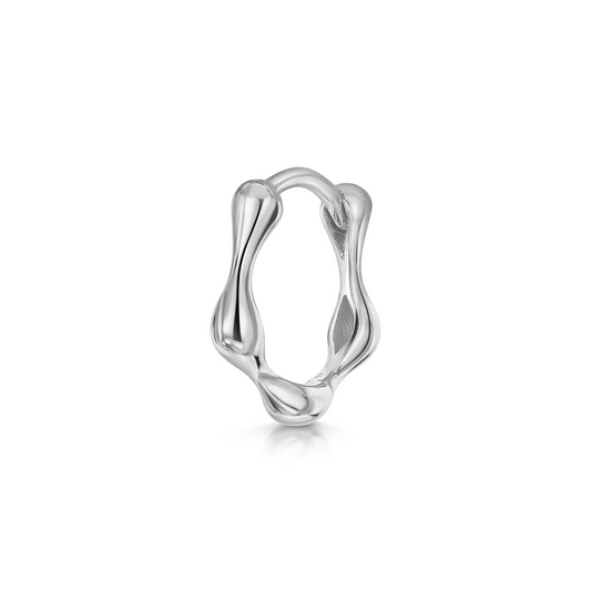 Laura Bond Jewellery Bold and Gold Edinburgh 9k solid white gold Wave huggie hoop earring 8mm Huggies and Hoops