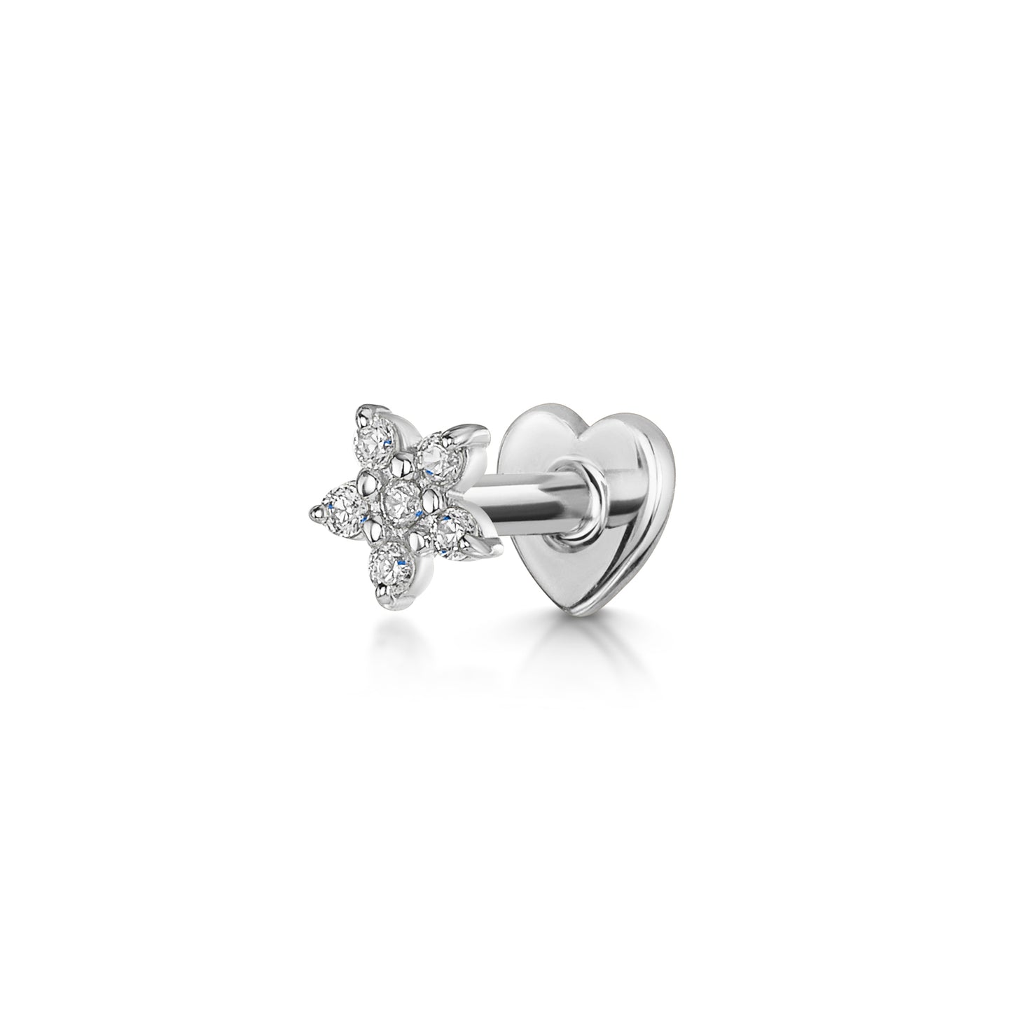 Laura Bond Jewellery 14k solid white gold dainty Daisy flat back labret stud earring Cartilage Studs
