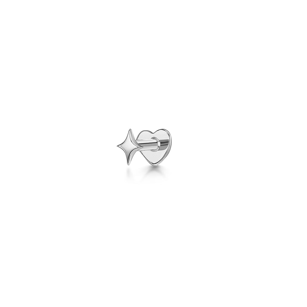 astrid miyu maria tash 14k solid white gold Glimmer flat back labret stud earring 8mm Cartilage Studs Laura Bond