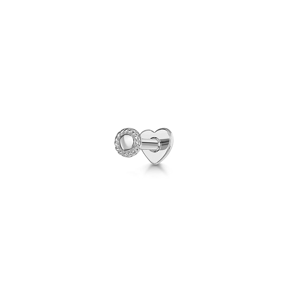 Laura Bond Jewellery 14k solid white gold mini Bouton flat back labret stud earring 8mm Cartilage Studs