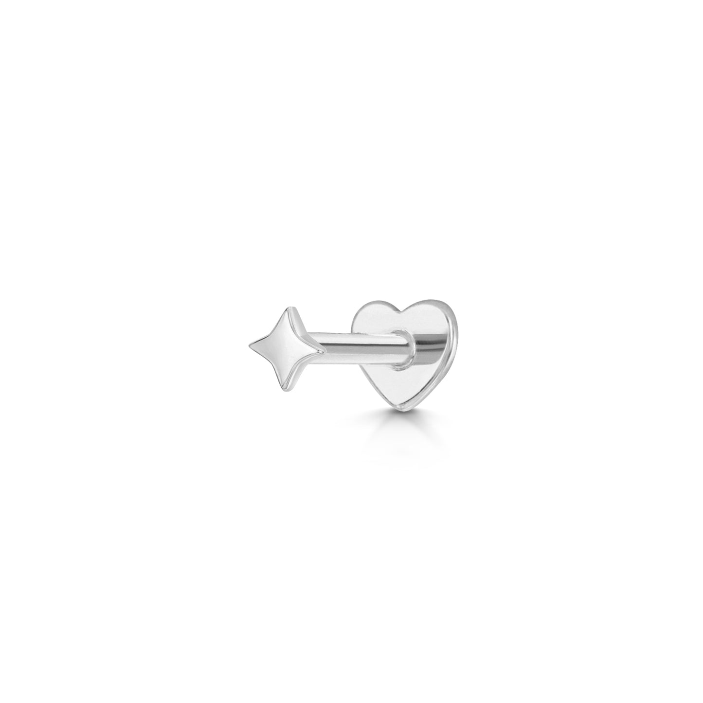 Laura Bond Jewellery 9k solid white gold Wish flat back labret stud earring 6mm