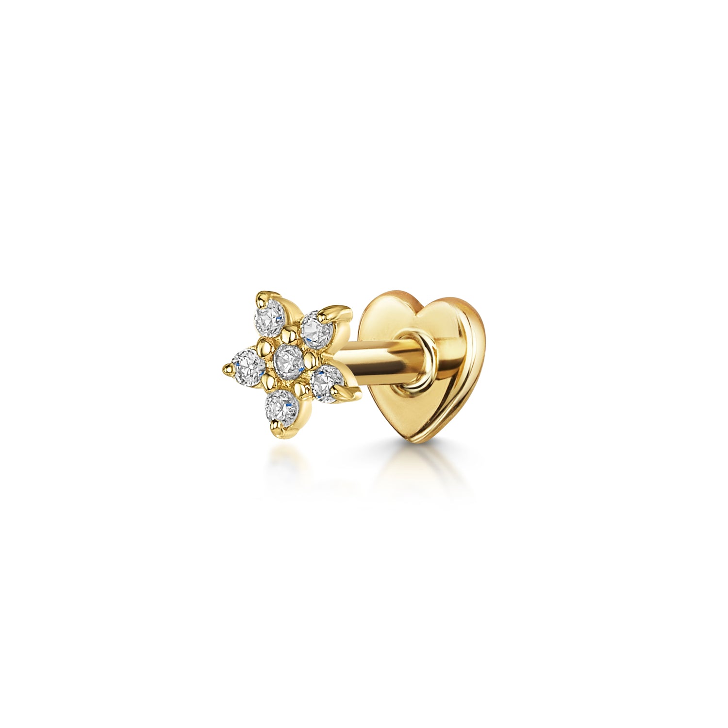 Laura Bond Jewellery Bold and Gold Edinburgh 14k solid yellow gold dainty Daisy flat back labret stud earring Cartilage Studs