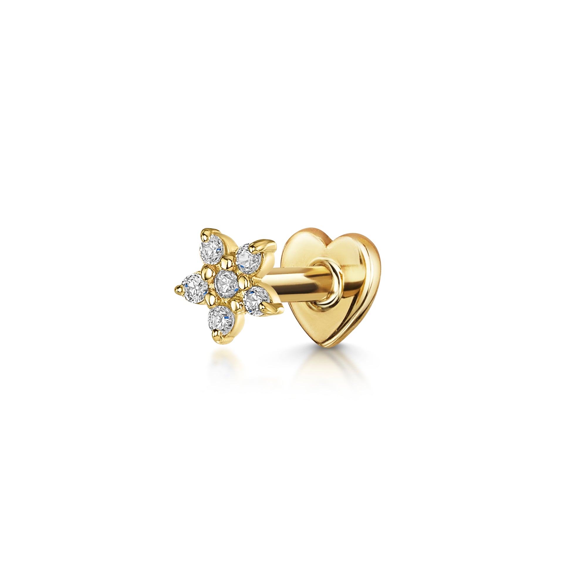 Laura Bond Jewellery 14k solid yellow gold dainty Daisy flat back labret stud earring Cartilage Studs
