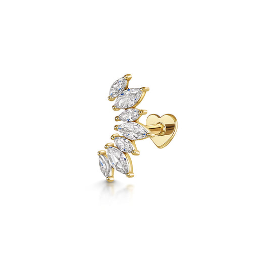 Laura Bond Jewellery Bold and Gold Edinburgh 14k solid yellow gold Empress flat back labret stud 8mm Cartilage Studs