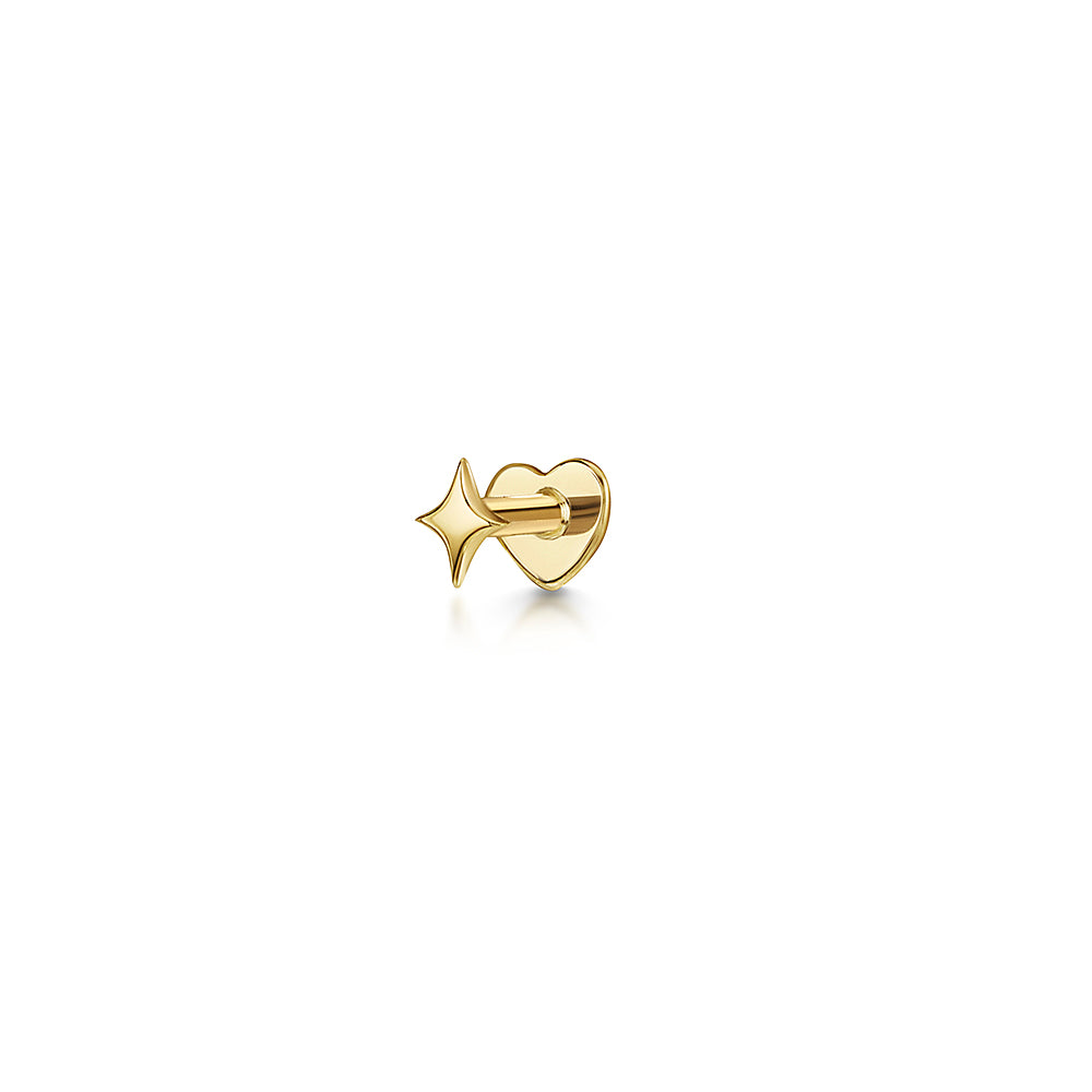 Laura Bond Jewellery 14k solid yellow gold Glimmer flat back labret stud earring 8mm Cartilage Studs