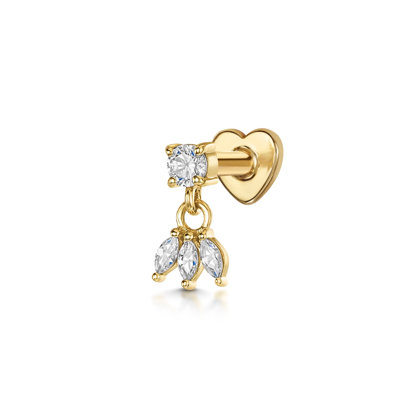 Laura Bond Jewellery 14k solid yellow gold lotus charm flat back labret stud earring Cartilage Studs