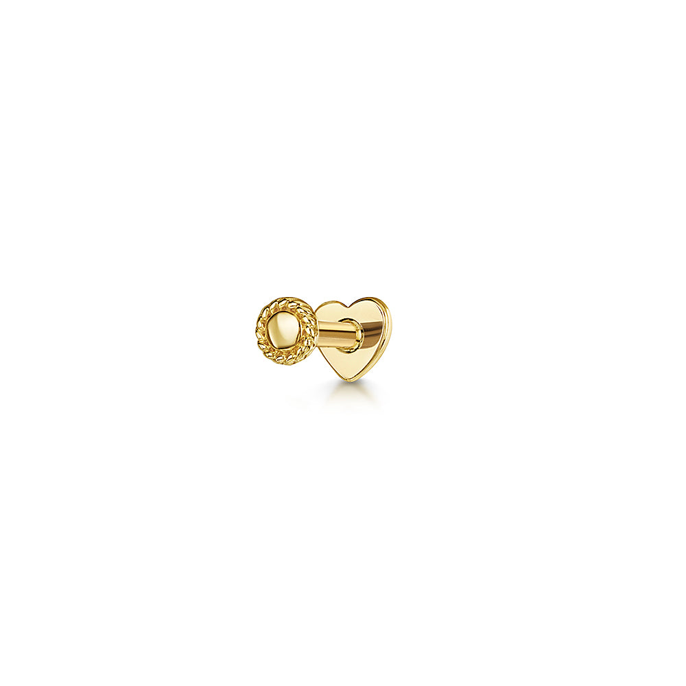 Laura Bond Jewellery 14k solid yellow gold mini Bouton flat back labret stud earring 8mm Cartilage Studs