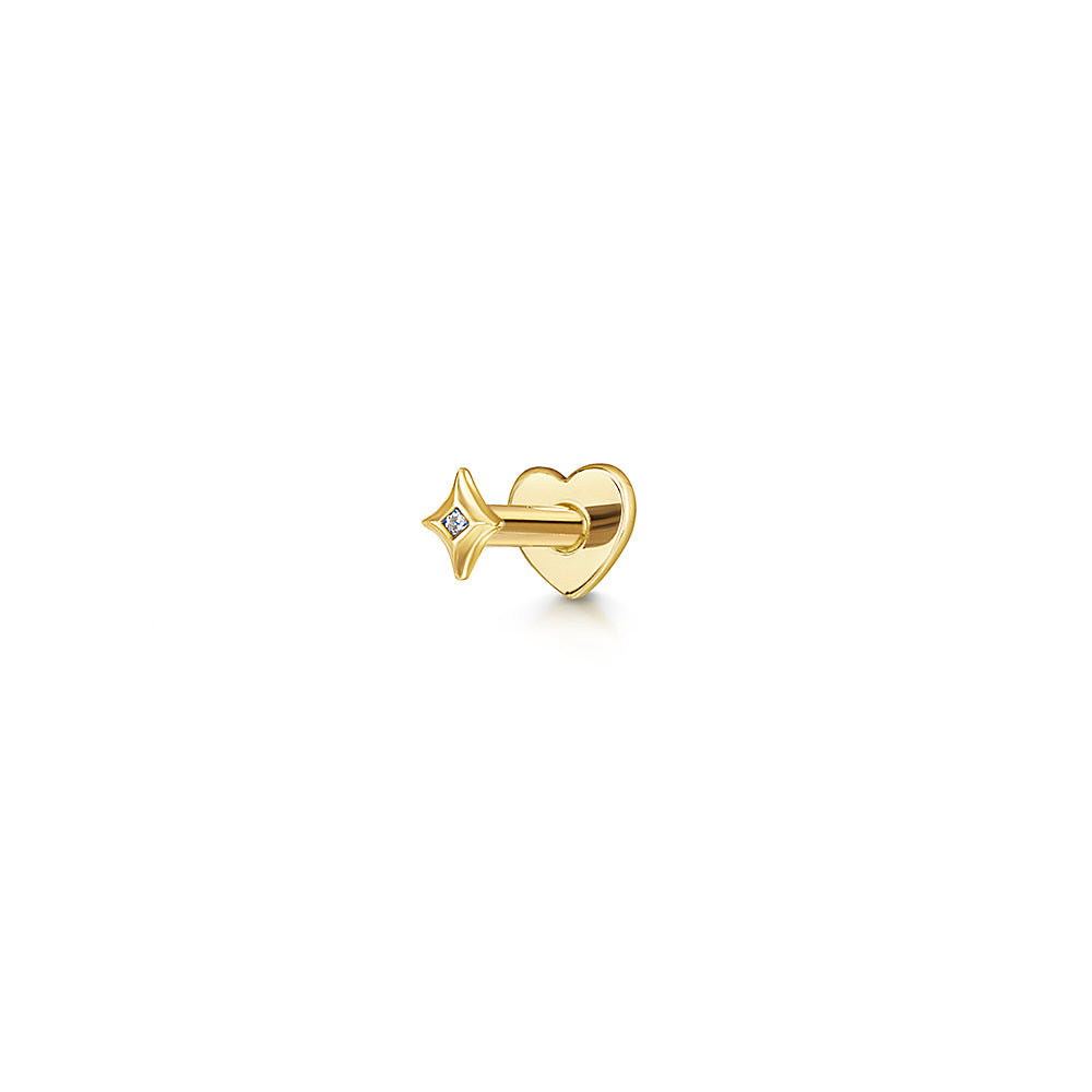 Laura Bond Jewellery 14k solid yellow gold tiny Glow flat back labret stud earring 8mm Cartilage Studs