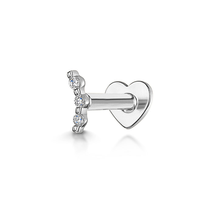 9k solid white gold tiny pixie flat back labret stud earring 6mm