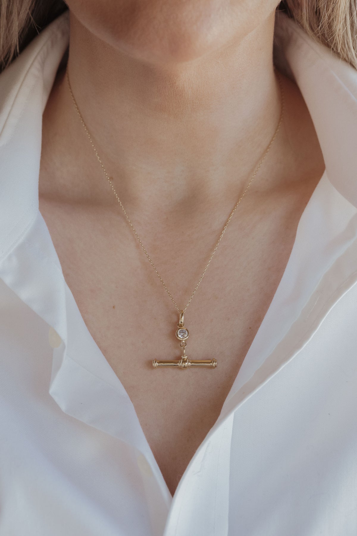 Gem T-Bar Necklace Laura Bond Jewellery