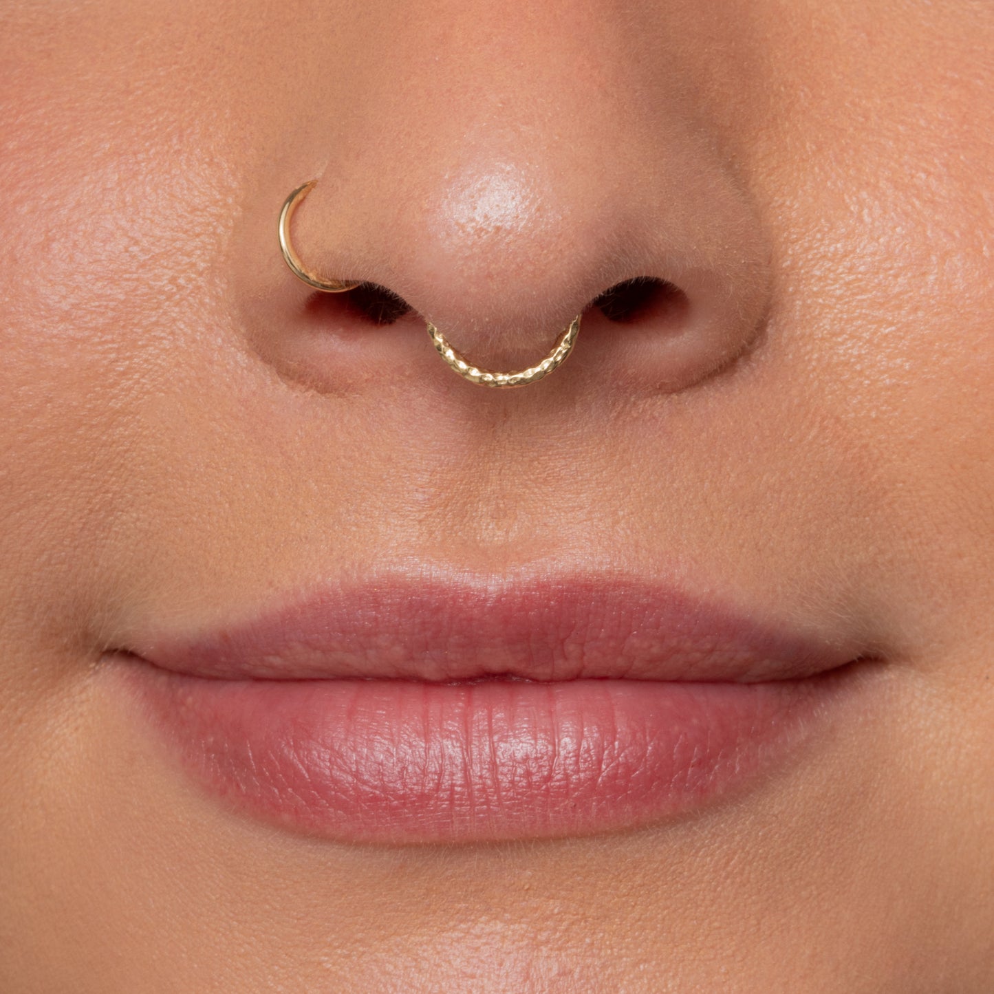9k solid yellow gold 8mm 18g hammered texture clicker hoop earring Huggies and Hoops Laura Bond Jewellery