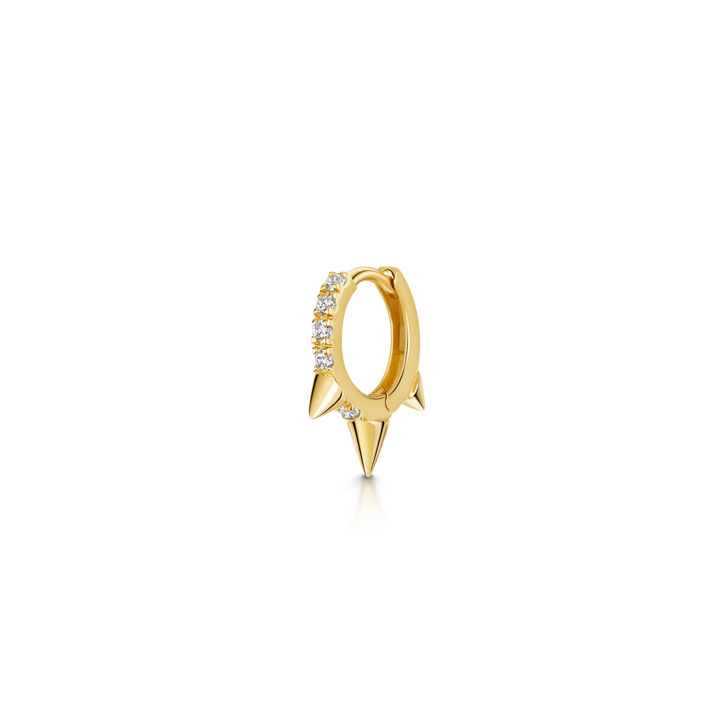 Laura Bond Jewellery Bold and Gold Edinburgh 9k solid yellow 6mm mini crystal spike huggie earring Huggies and Hoops