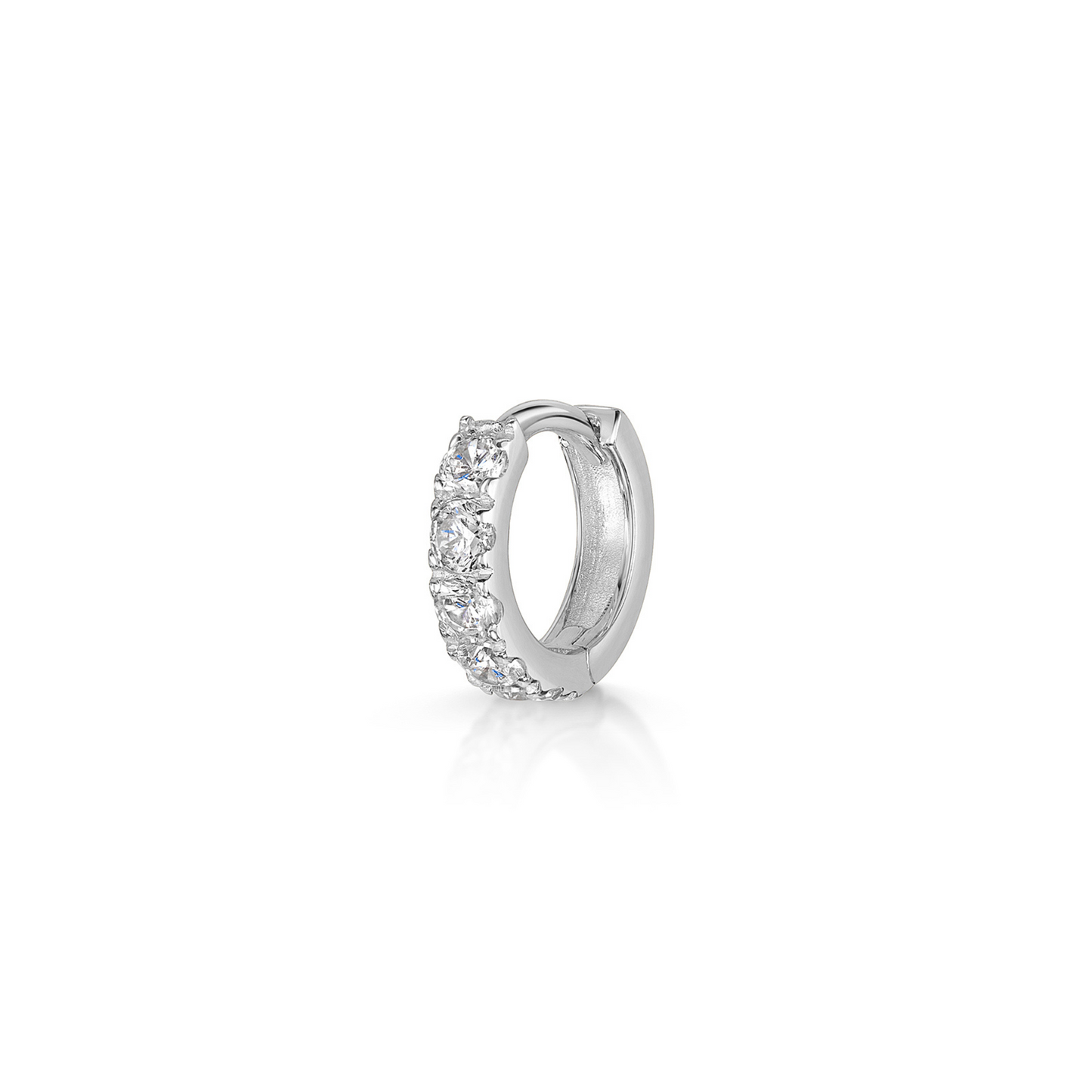 Laura Bond Jewellery 9k solid white gold 6mm simple crystal mini huggie earring Huggies and Hoops