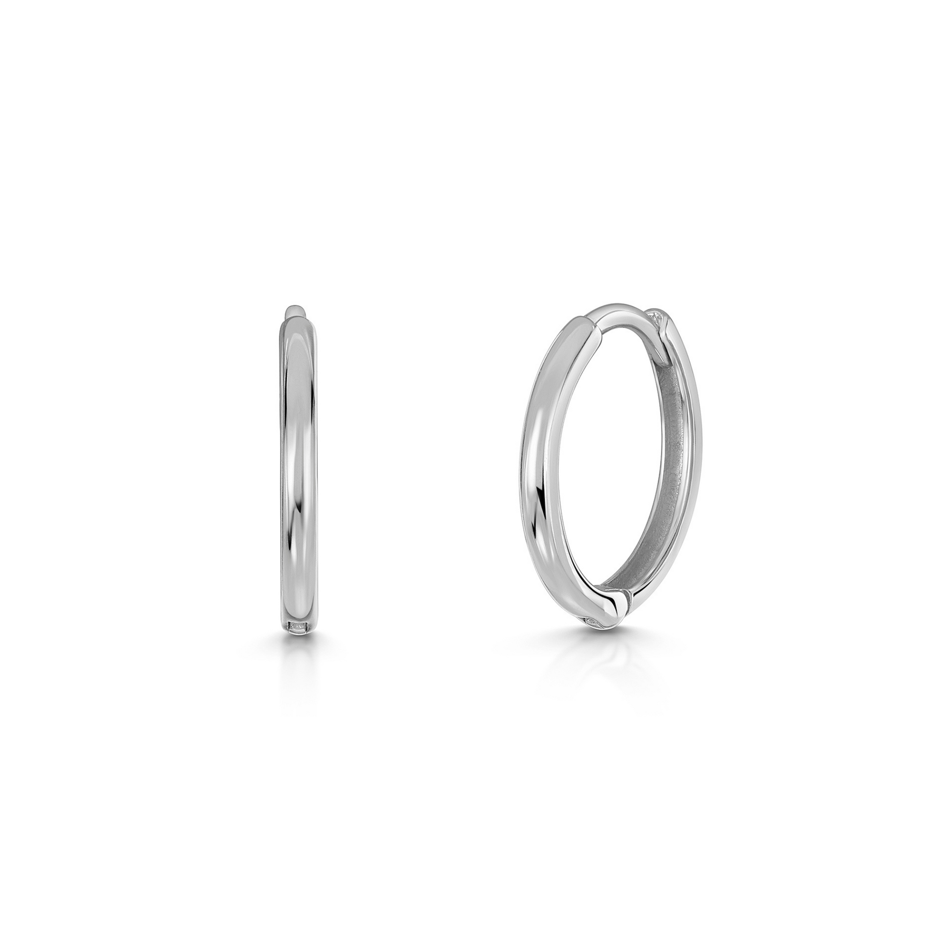 9k solid white gold 10mm slim simple huggie earring pair