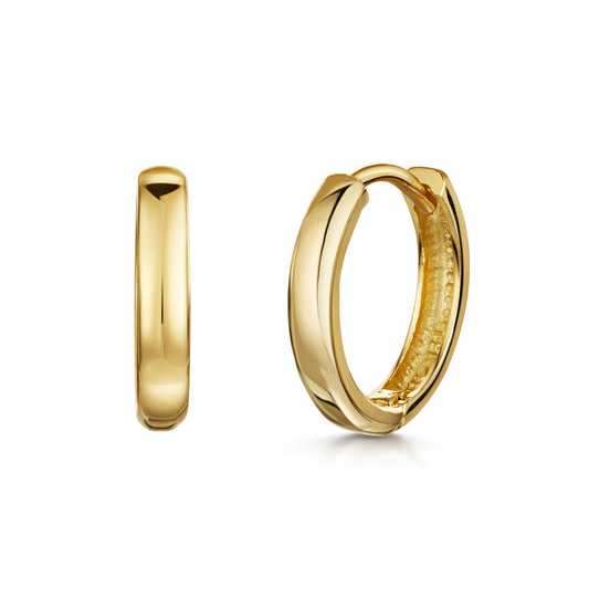 Laura Bond Jewellery Bold and Gold Edinburgh 9k solid yellow gold 11mm simple huggie earring pair Earring Pairs