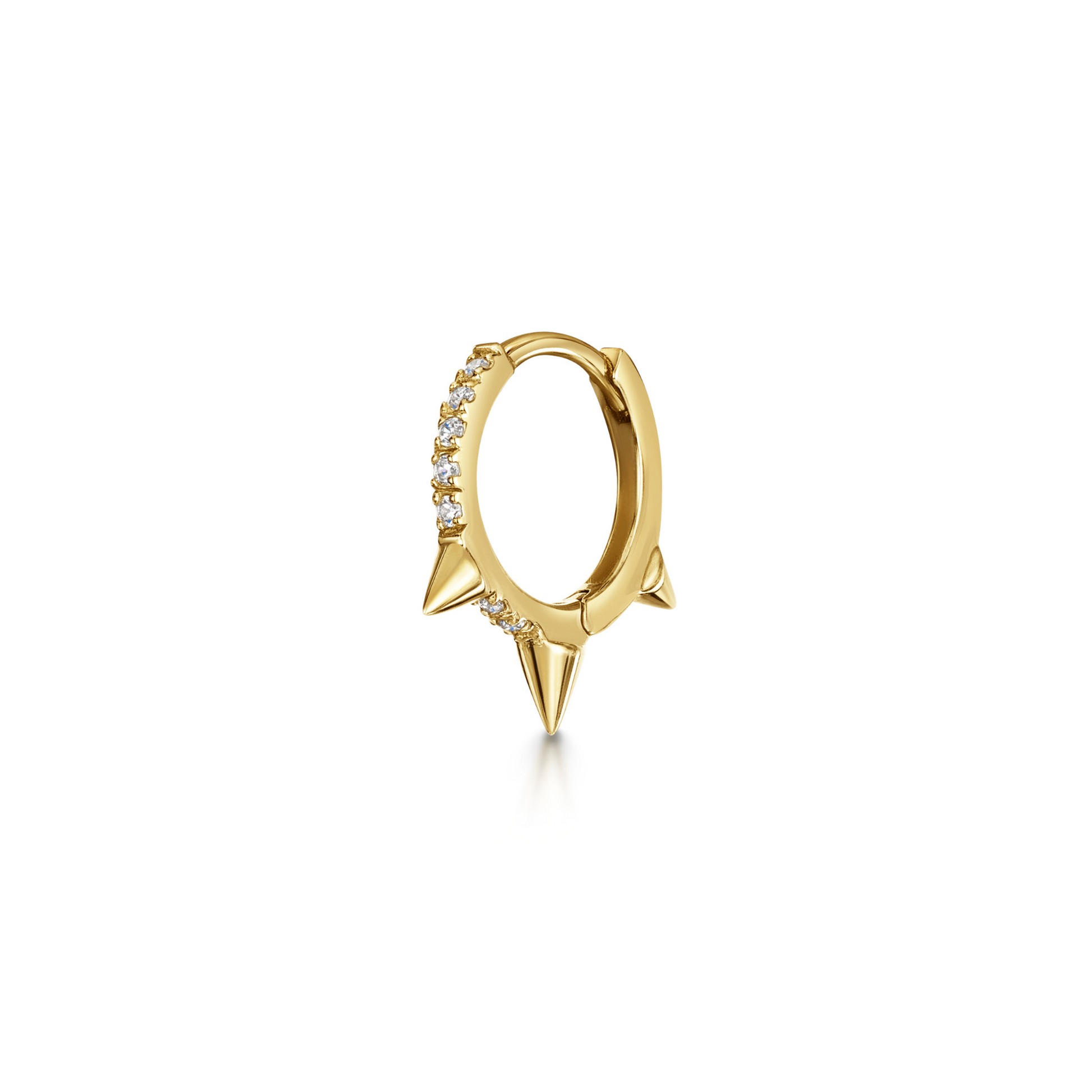 Laura Bond Jewellery 9k solid yellow gold 8mm crystal spike huggie earring Huggies and Hoops