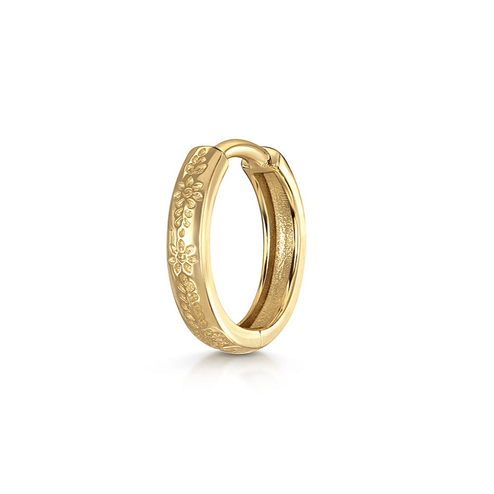 9k solid yellow gold Becoming huggie hoop earring 8.5mm