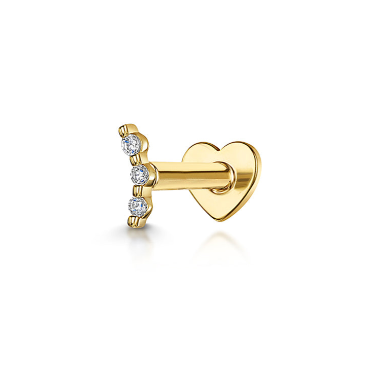 14K solid yellow gold tiny pixie flat back labret stud earring 8mm