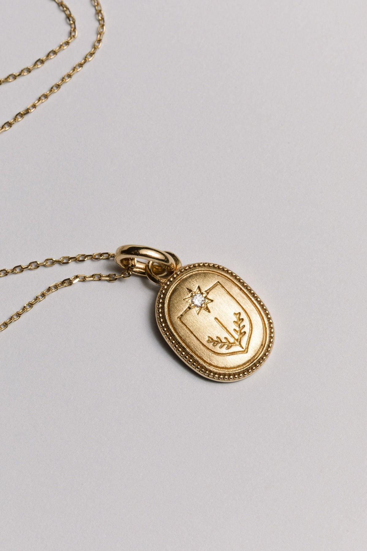 Diamond Guardian Crest Charm Necklace Laura Bond Jewellery