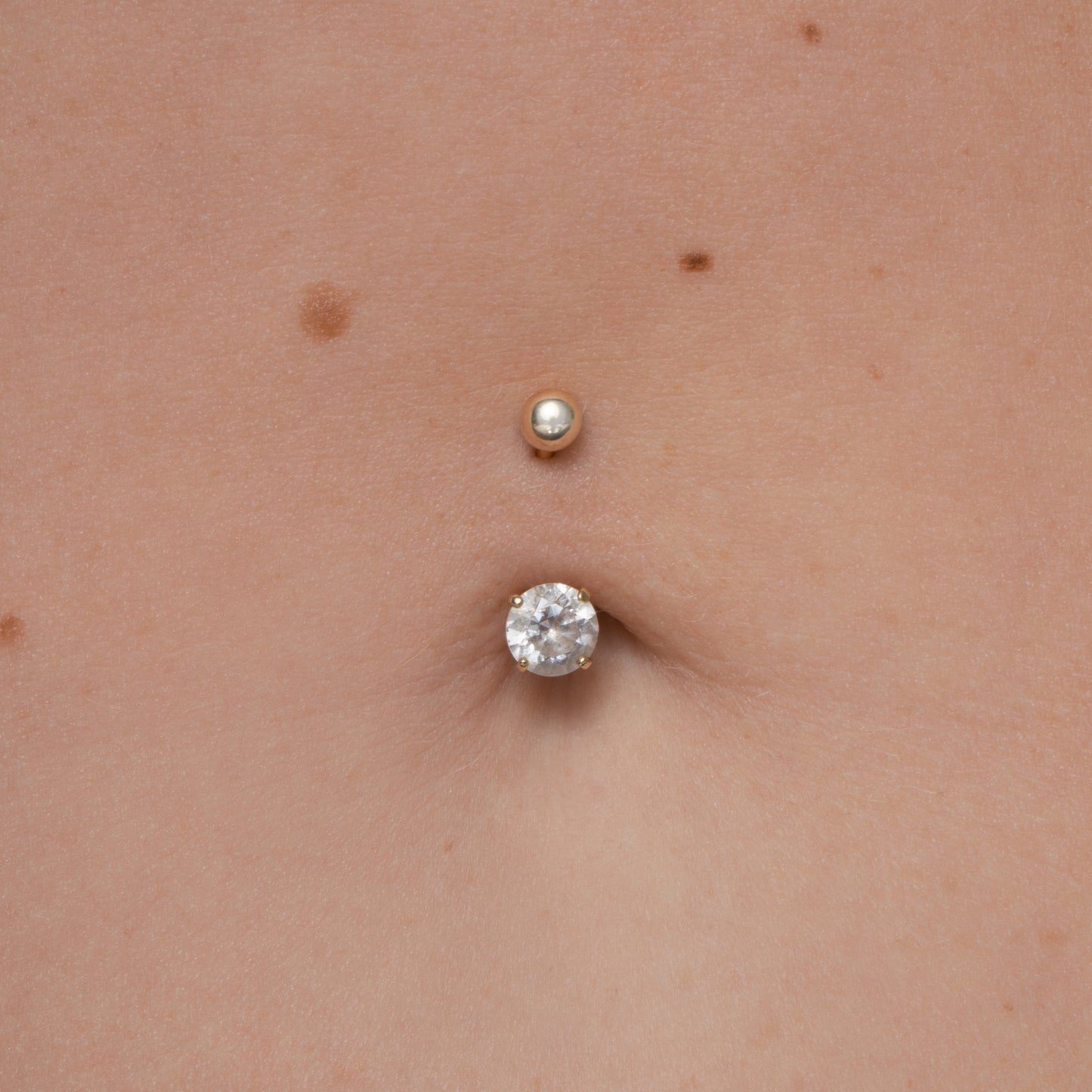 Laura Bond Jewellery Bold and Gold Edinburgh 9k solid yellow gold brilliant cut crystal banana bar for belly button Banana Bars