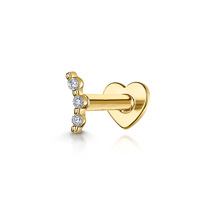 Laura Bond Jewellery 9k solid yellow gold tiny pixie flat back labret stud earring 6mm Cartilage Studs