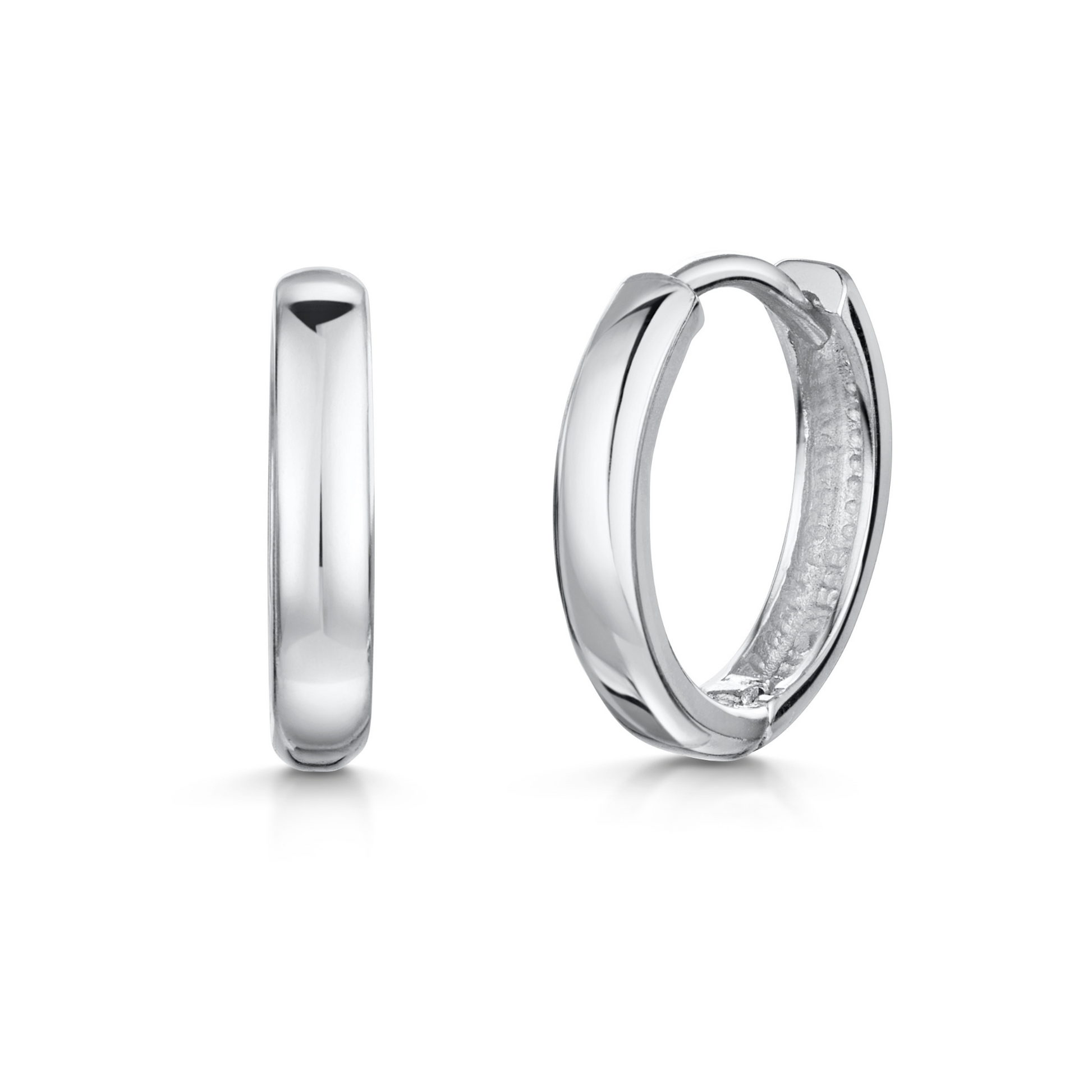 Laura Bond Jewellery 9k solid white gold 11mm simple huggie earring pair Earring Pairs