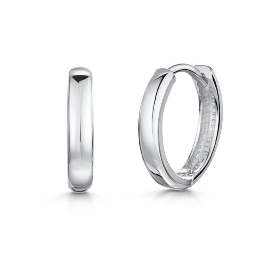 Laura Bond Jewellery Bold and Gold Edinburgh 9k solid white gold 11mm simple huggie earring pair Earring Pairs