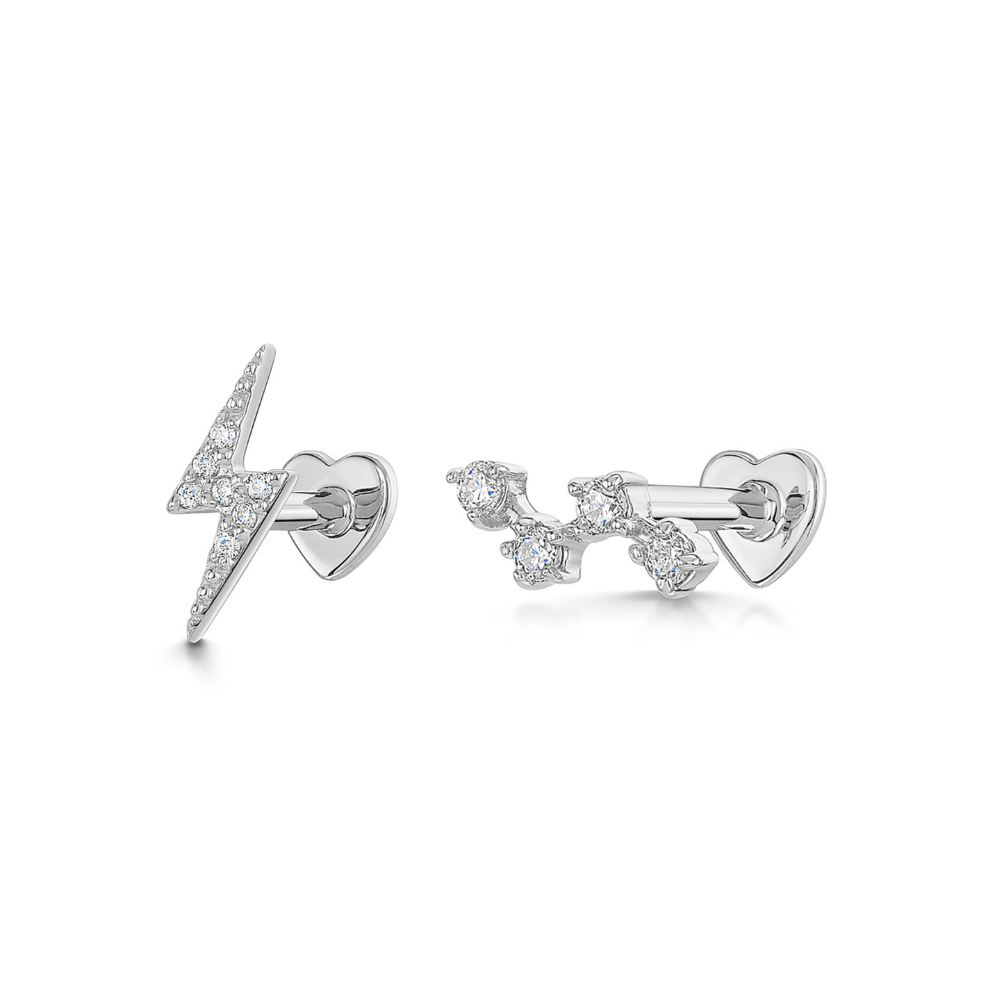 Laura Bond Jewellery The starlight stacking set - 9k solid white gold flat back labret stud earring set Stacking Sets