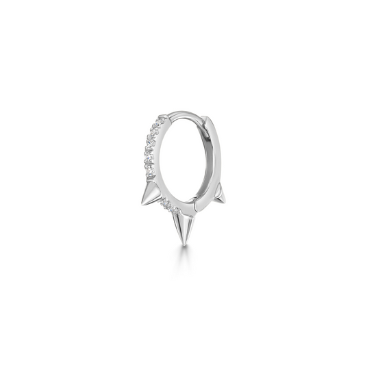 astrid miyu maria tash 9k solid white gold 8mm crystal spike huggie earring Huggies and Hoops Laura Bond