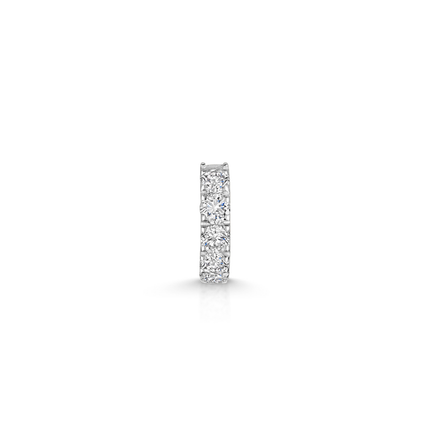 Laura Bond Jewellery 9k solid white gold 6mm simple crystal mini huggie earring Huggies and Hoops