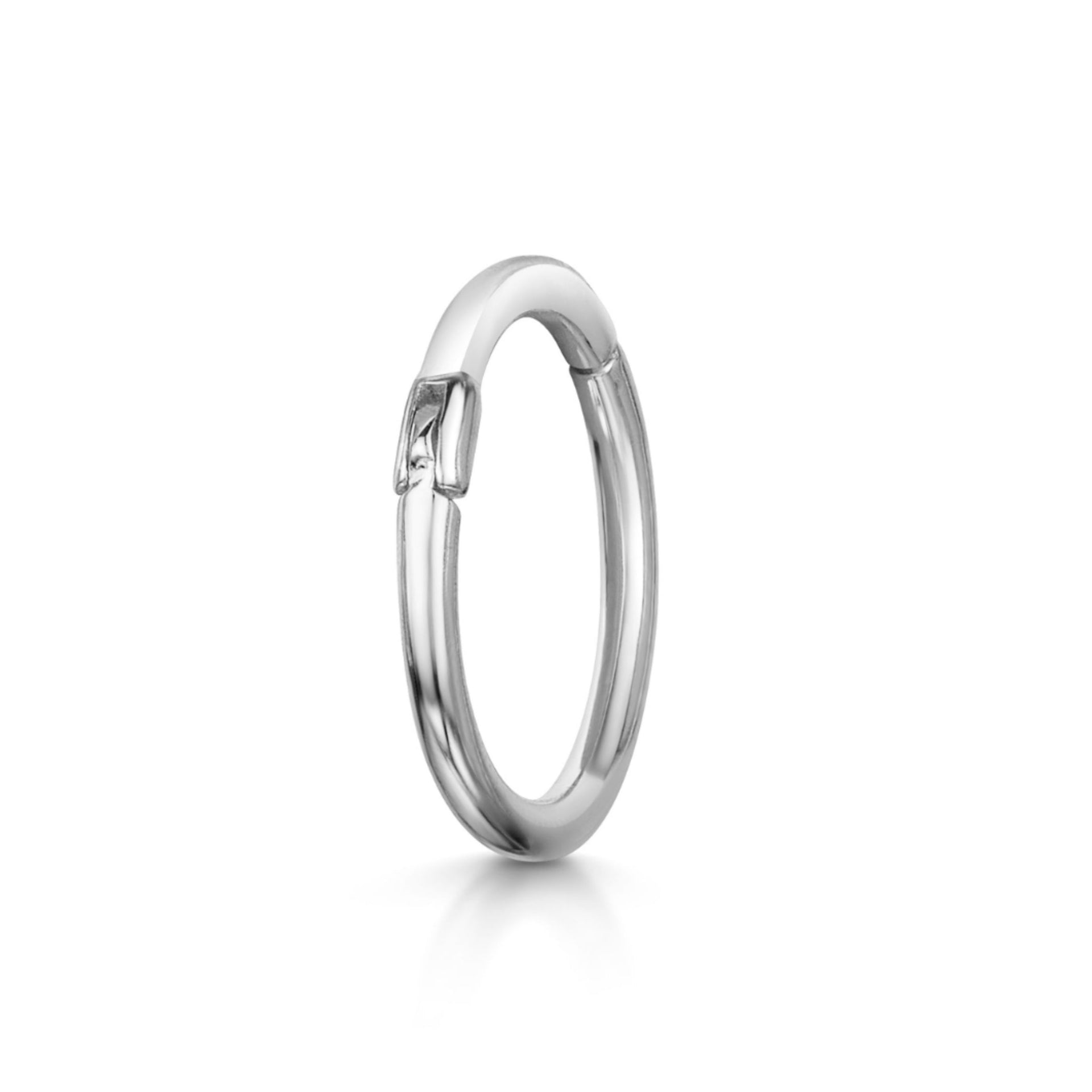 14k solid white gold clicker hoop earring