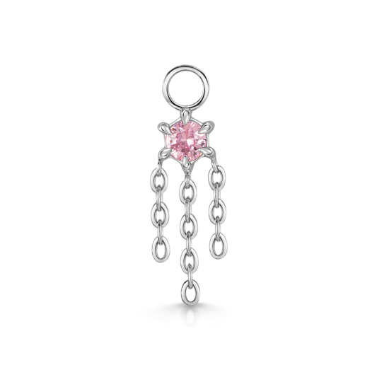 Laura Bond 9k solid white gold Siren pink earring charm Chains and Charms