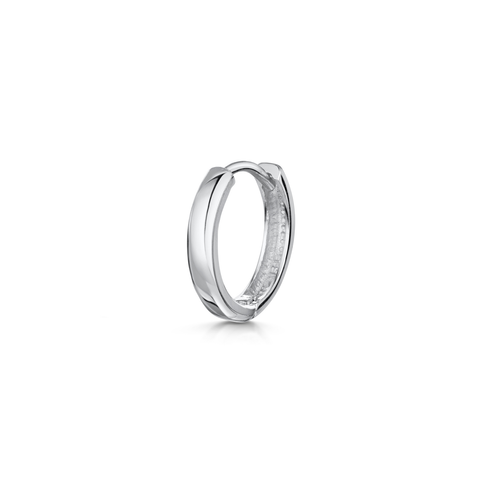 9k solid white gold 8.5mm simple huggie earring