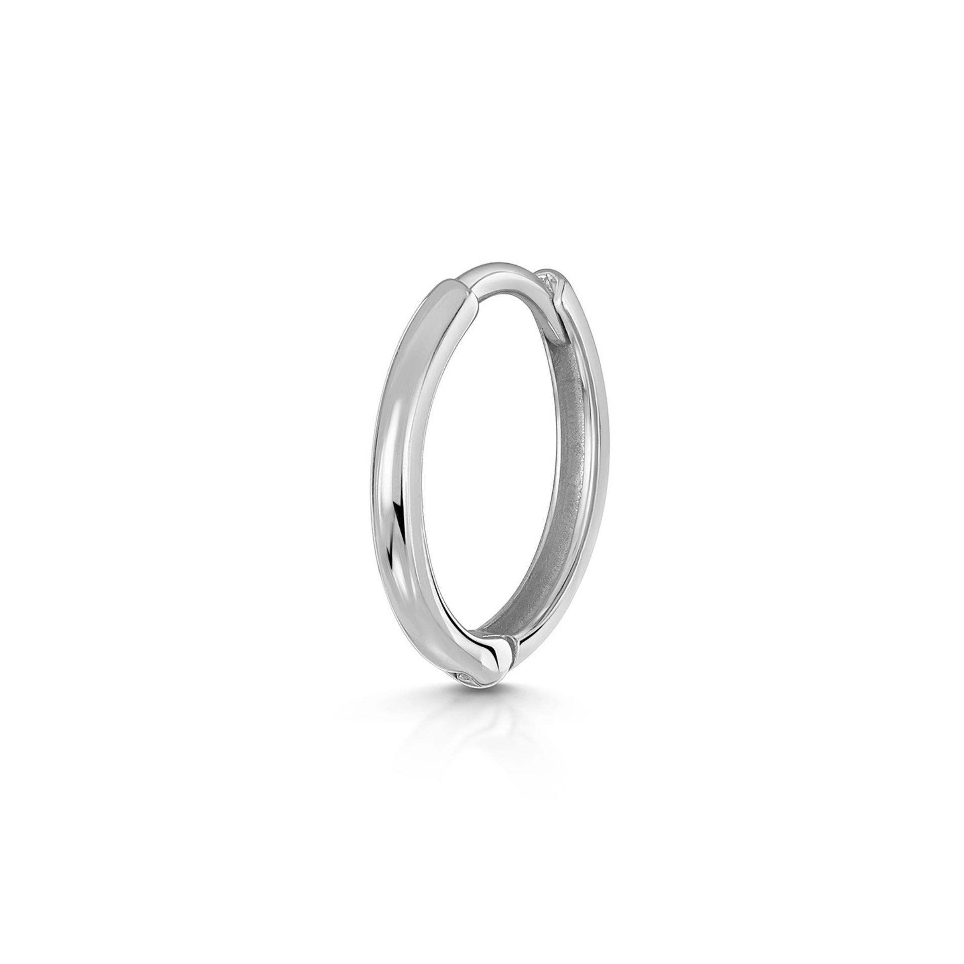 9k solid white gold 10mm slim simple huggie earring