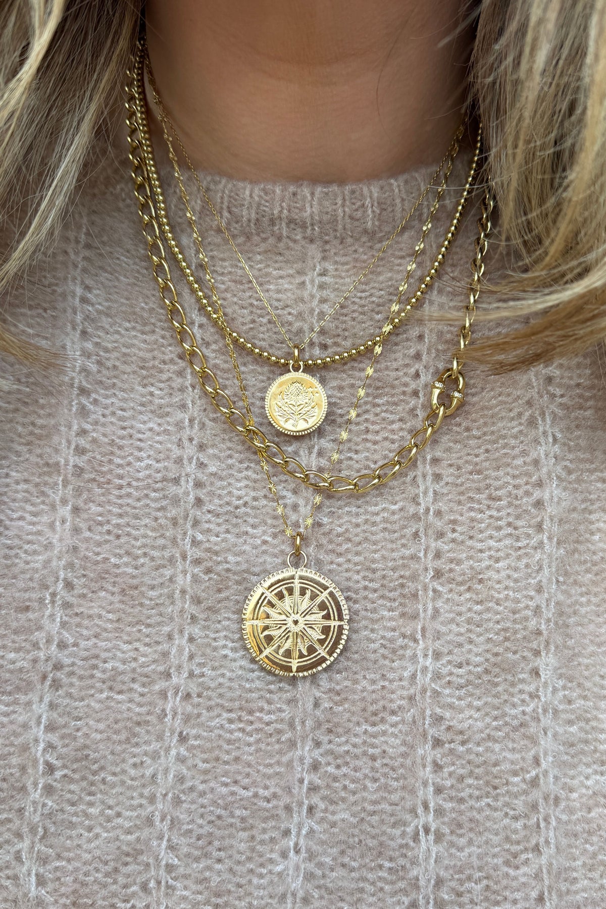 Wanderer Compass Medallion Charm Laura Bond Jewellery