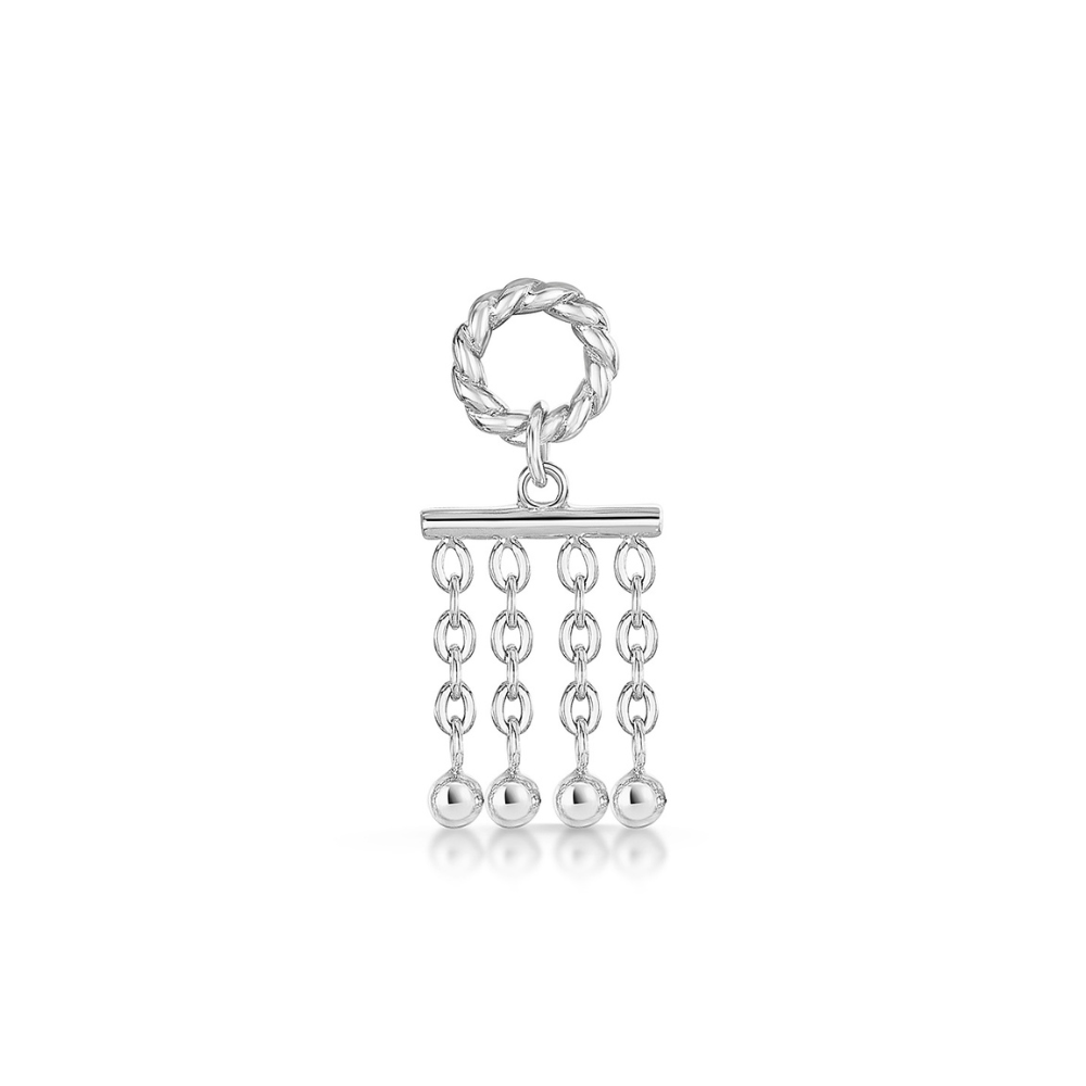 Laura Bond Jewellery 9k solid white gold beaded Light droplet earring charm Chains and Charms
