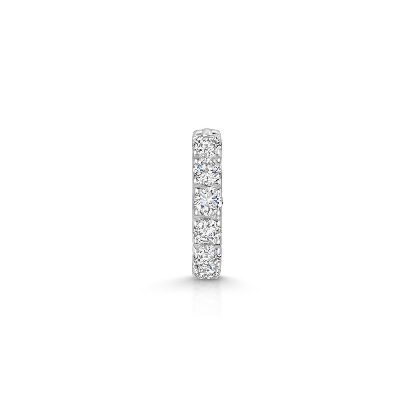 Laura Bond Jewellery 9k solid white gold 8mm simple crystal huggie earring Huggies and Hoops