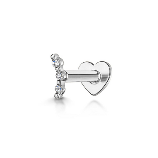 Laura Bond Jewellery Bold and Gold Edinburgh 14k solid white gold tiny pixie flat back labret stud earring 8mm Cartilage Studs