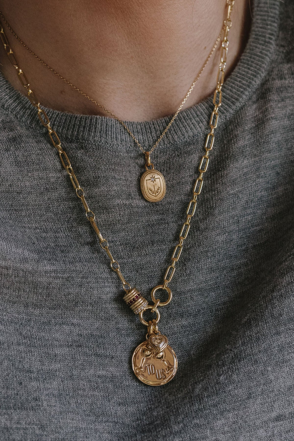 Diamond Guardian Crest Charm Necklace Laura Bond Jewellery