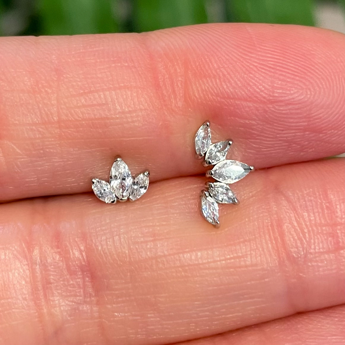 The frosted stacking set - 9k solid white gold flat back labret stud earring set Stacking Sets Laura Bond Jewellery