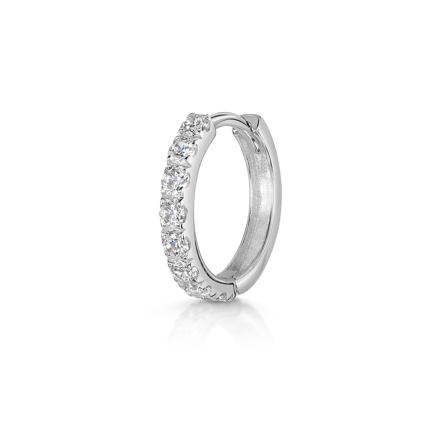 Laura Bond Jewellery 9k solid white gold 10mm simple crystal huggie earring Huggies and Hoops