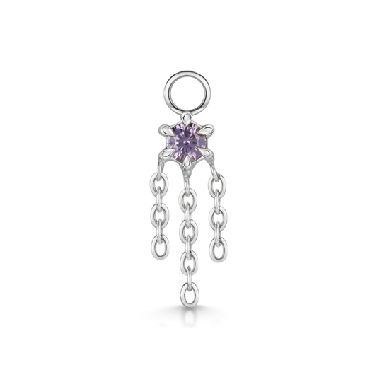 Laura Bond 9k solid white gold Siren lavender earring charm Chains and Charms