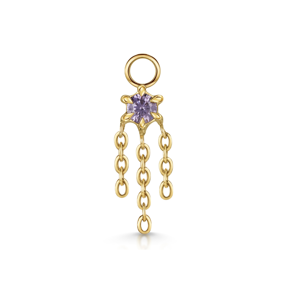 Laura Bond Jewellery 9k solid yellow gold Siren lavender earring charm Chains and Charms