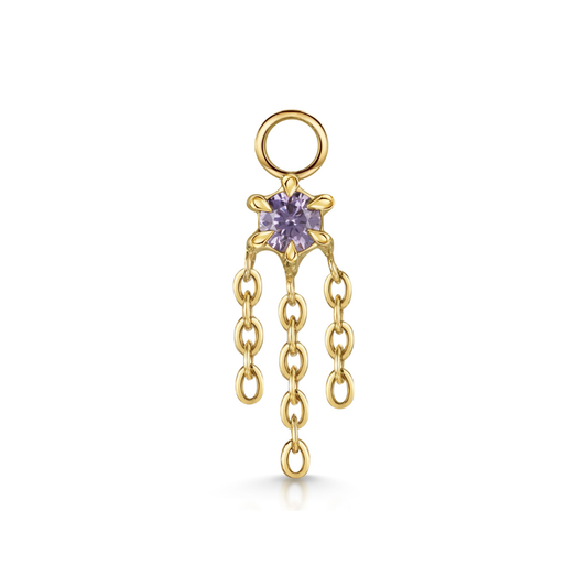 Laura Bond 9k solid yellow gold Siren lavender earring charm Chains and Charms