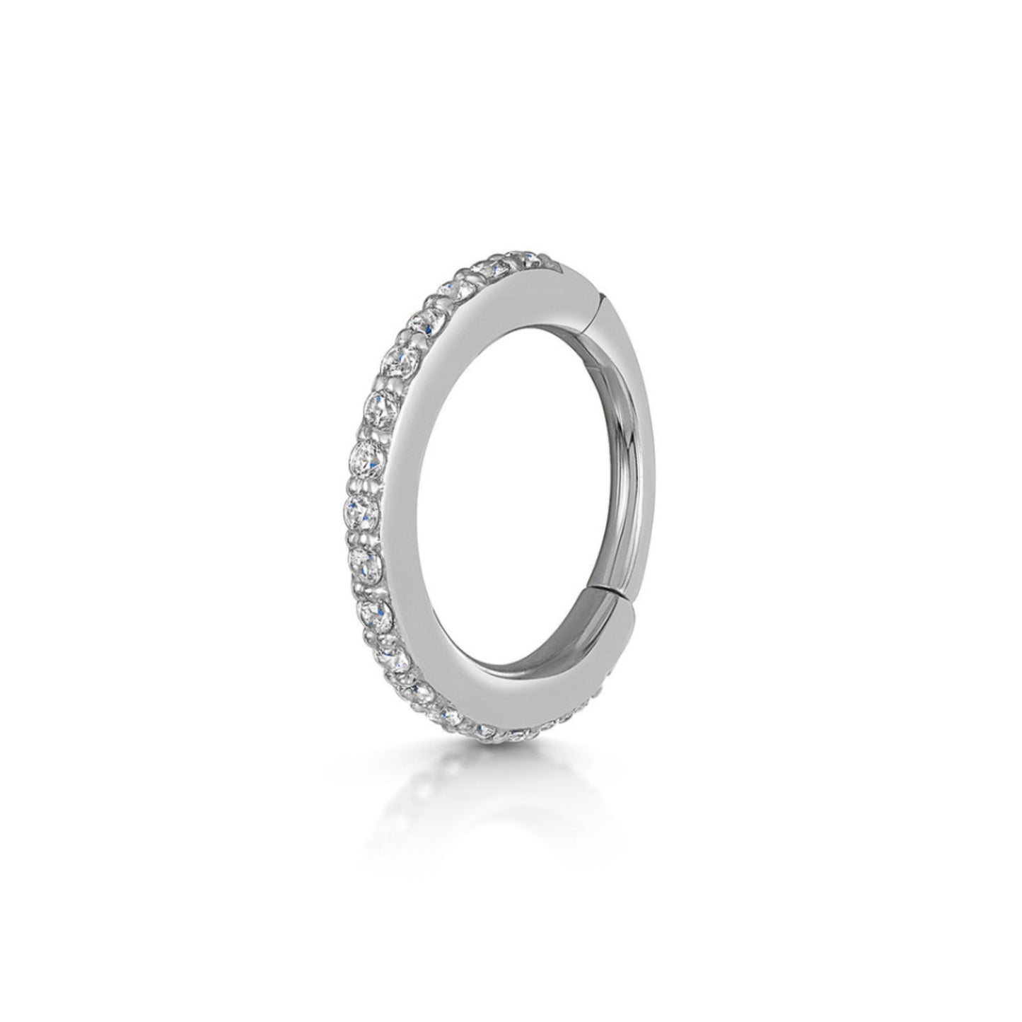 Laura Bond Jewellery 9k solid white gold crystal clicker hoop earring Huggies and Hoops