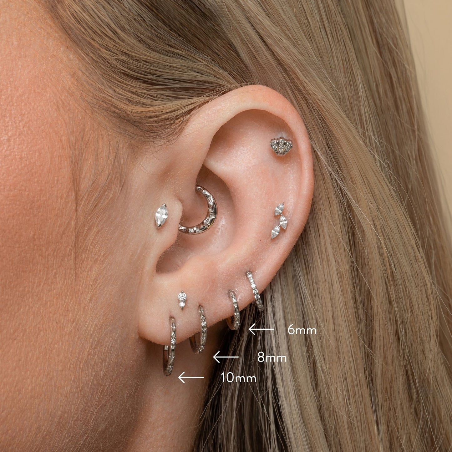 astrid miyu maria tash 9k solid white gold stardust clicker hoop Huggies and Hoops Laura Bond