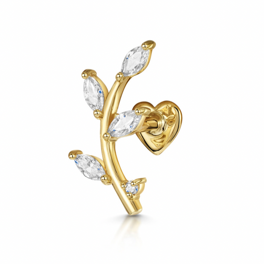 astrid miyu maria tash 9k solid yellow gold vine garland flat back labret climber stud earring 6mm Cartilage Studs Laura Bond